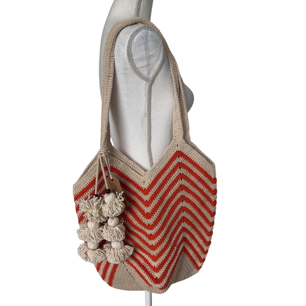 NEW WITH TAGS JADEtribe Maya skinny tassel orange shoulder tote bag